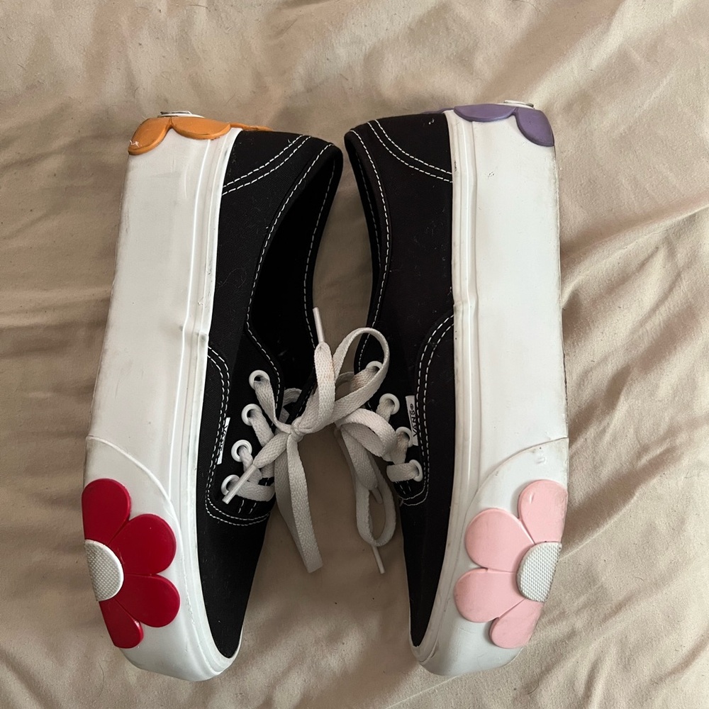 Vans Black Sneakers with Multicolor Floral Accents